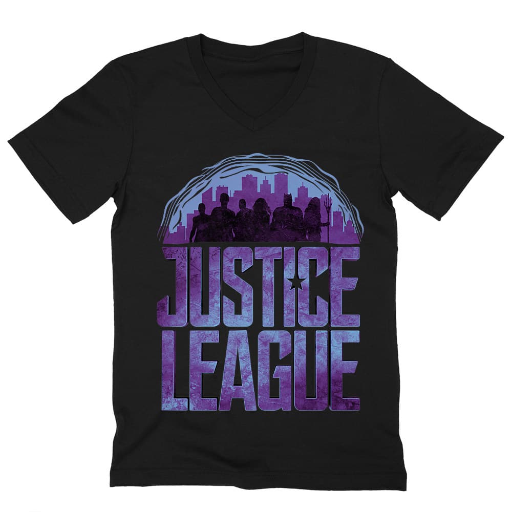 Justice League silhouettes Férfi V-nyakú Póló