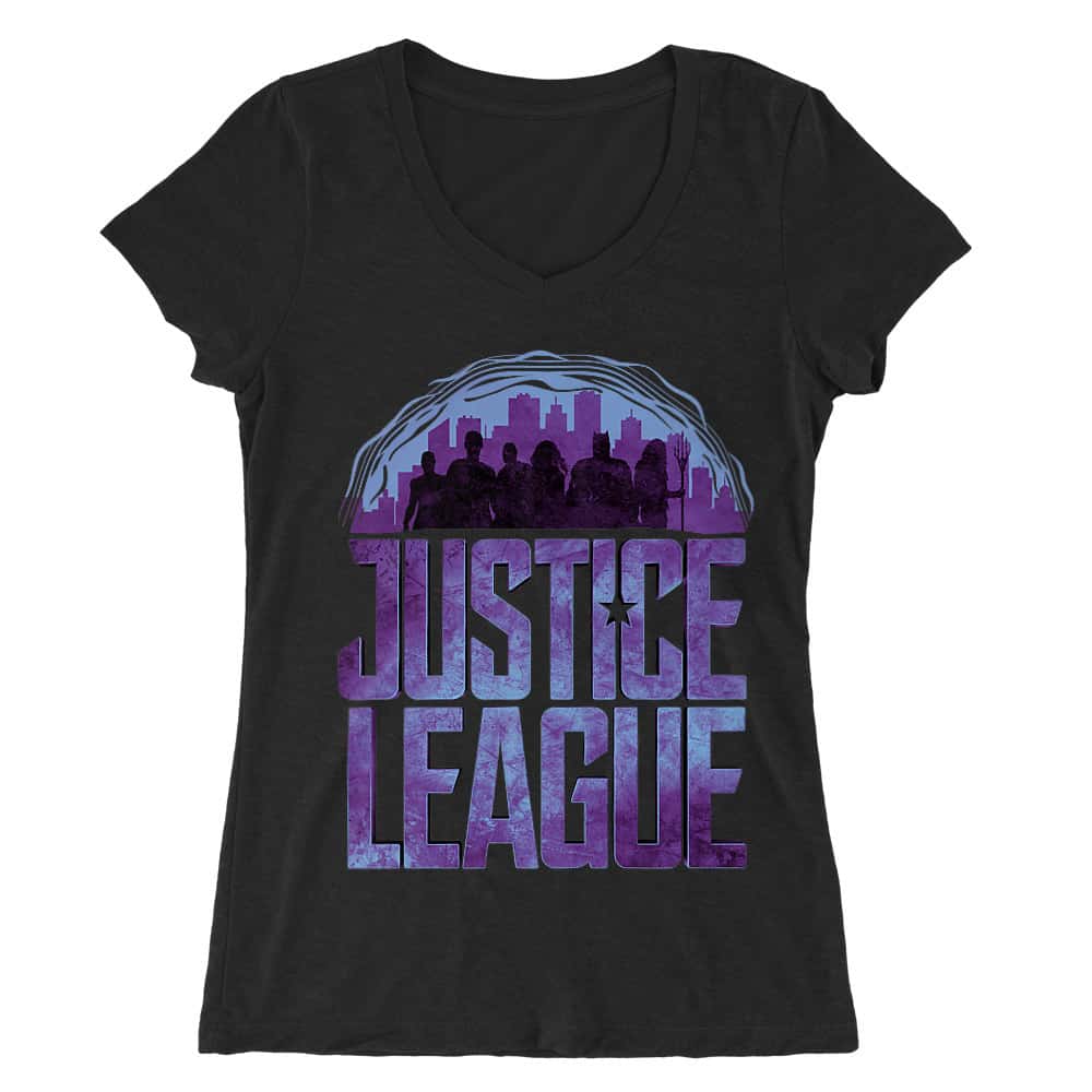 Justice League silhouettes Női V-nyakú Póló