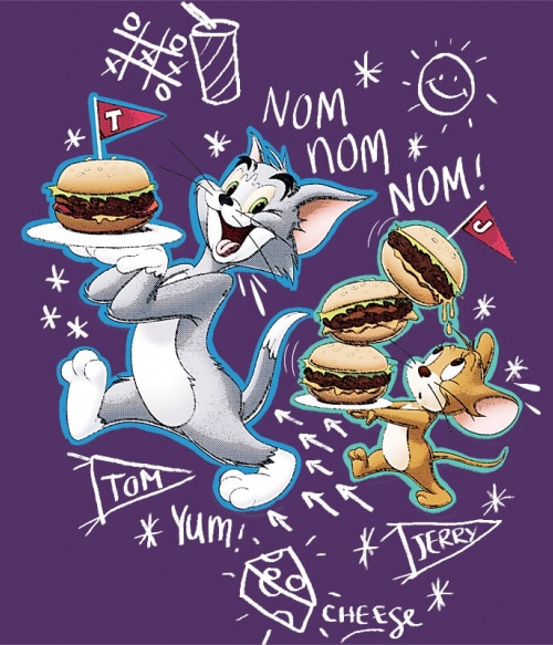 Tom and Jerry nom nom Rajzfilmek Pólók, Pulóverek, Bögrék - Tom és Jerry