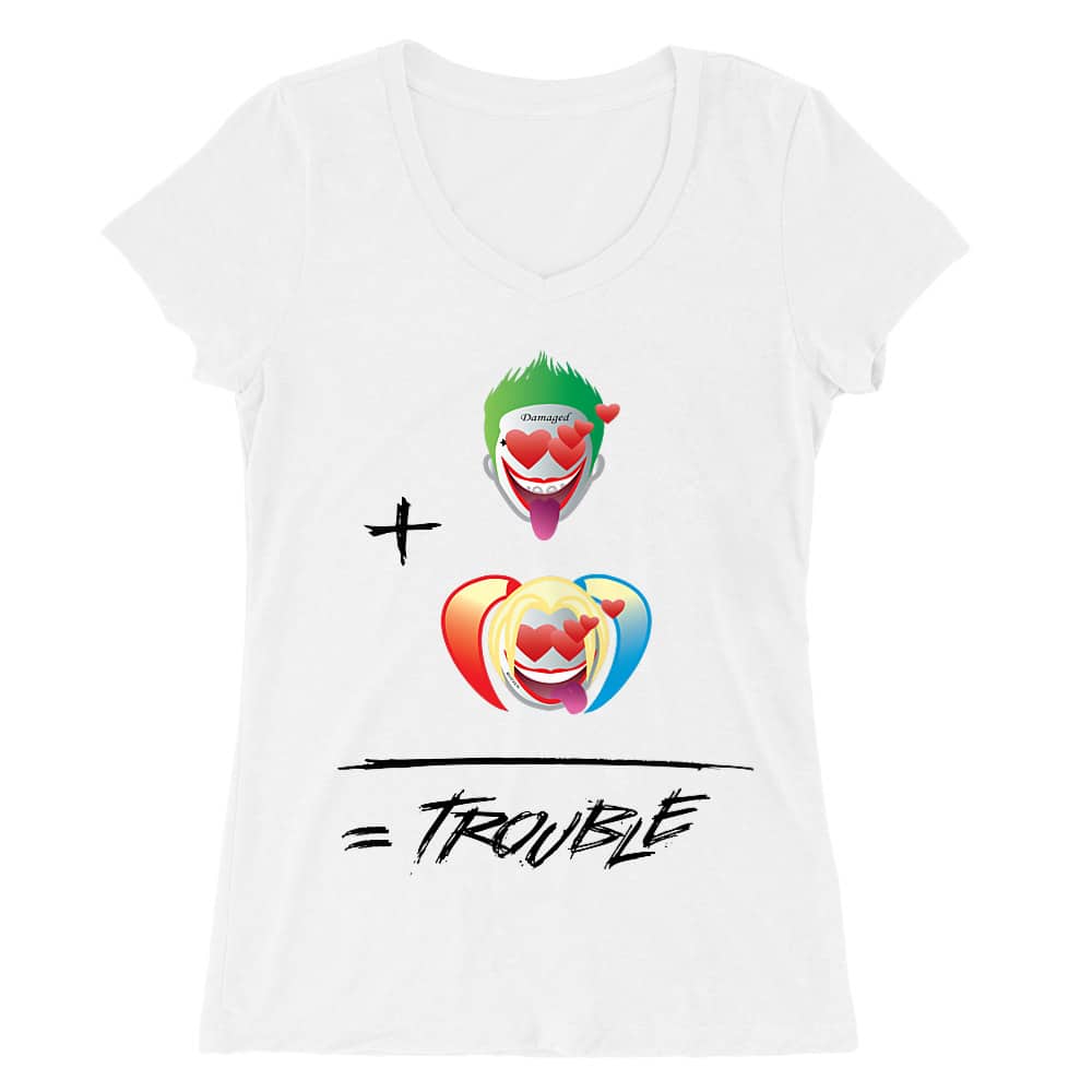 Trouble Emoji Női V-nyakú Póló