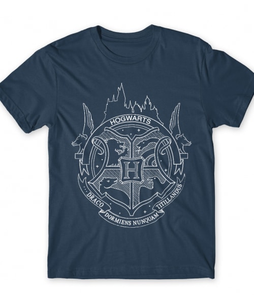 Hogwarts Logo Lineart Fantasy Póló - Harry Potter