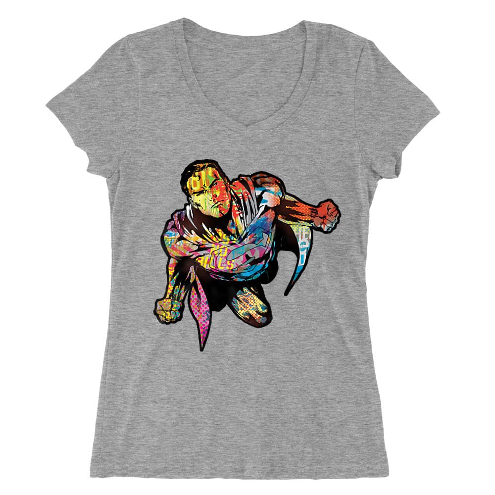 Superman comics Női V-nyakú Póló