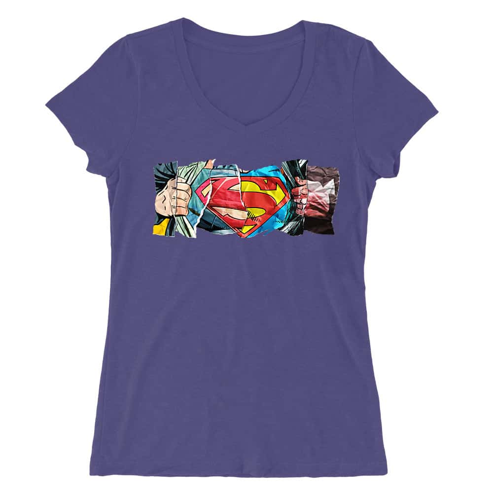 Superman Comic Női V-nyakú Póló